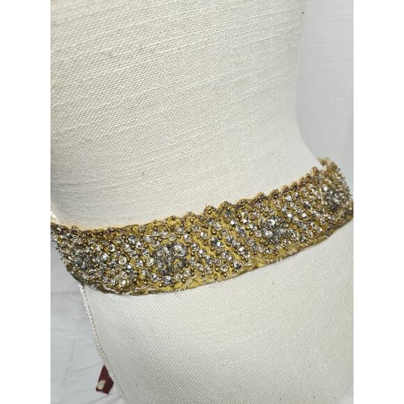 Vtg Y2K American Eagle Embellished Fringe Belt Beaded Gold Color S M Htf Boho main image 11